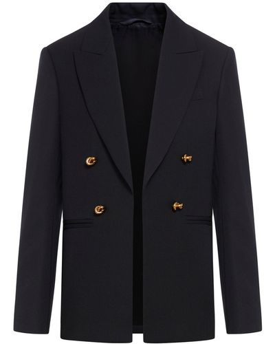 Bottega Veneta Wool Twill Jacket With Knot Buttons - Blue