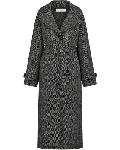 Dior Coat With Belt - Gray