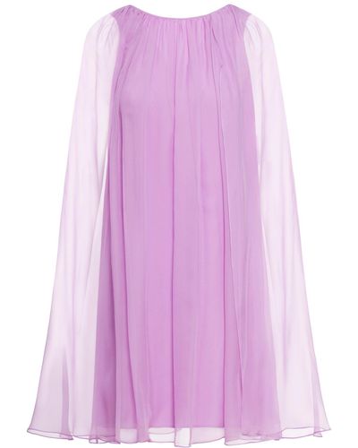 Max Mara Flared Dress In Silk Chiffon - Purple