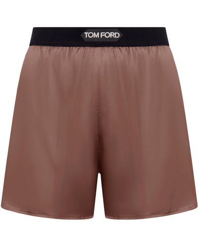 Tom Ford Shorts In Stretch Silk Satin - Red