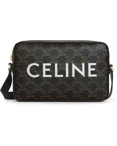 Celine Medium Messenger Bag In Triomphe Canvas With Print - Black