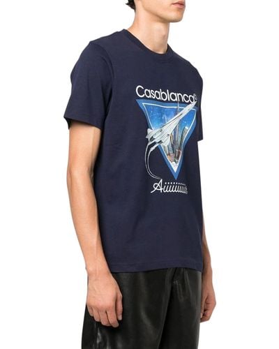 Casablancabrand T-shirt in cotone biologico con stampa Aiiiiiiir - Blu