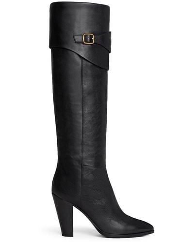 Celine Wiltern Riding Boot With Triomphe Logo In Calf Leather - Black