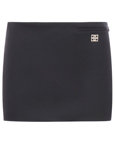 Givenchy Wool Miniskirt With 4g Detail - Black