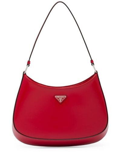 Prada Cleo Shoulder Bag In Brushed Leather - Red