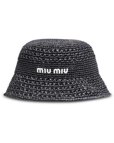 Miu Miu Cappello in tessuto intrecciato - Nero