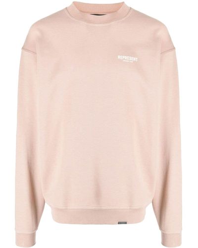 Represent Logo-print Drop-shoulder Sweatshirt - Pink