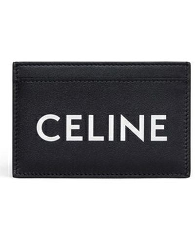 Celine Card Holder In Smooth Calfskin With Print Black