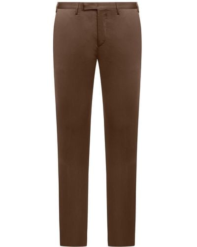 PT Torino Skinny Trousers In Tech Popeline - Brown