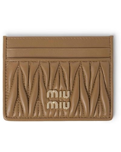 Miu Miu Card Holder In Quilted Nappa - Brown