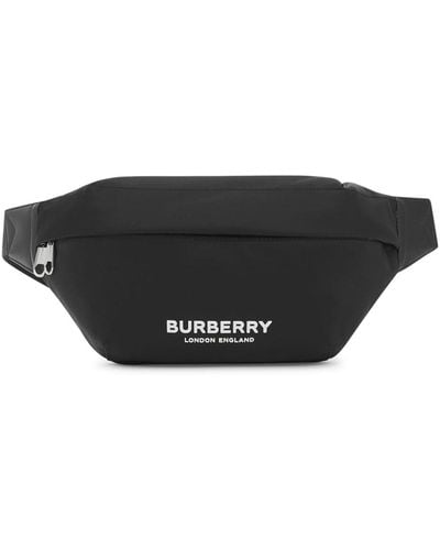 Burberry Sonny Belt Bag In Nylon With Logo Print - Black