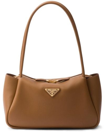 Prada Medium Leather Handbag - Brown