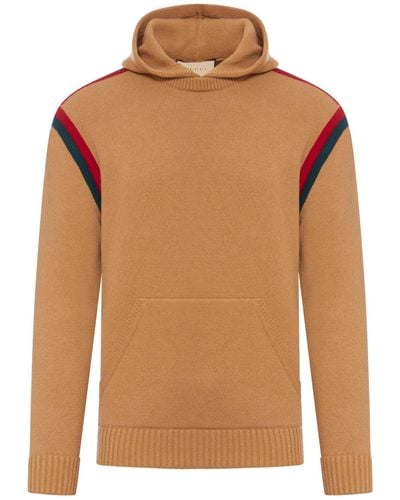 Gucci Wool Sweater With Hood - Brown