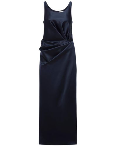 Fendi Draped Duchess Satin Dress - Blue