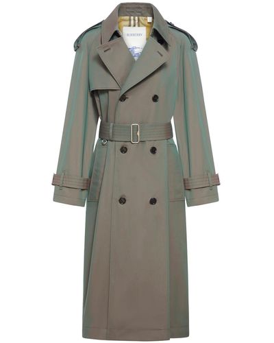 Burberry Long Cotton Trench Coat - Grey