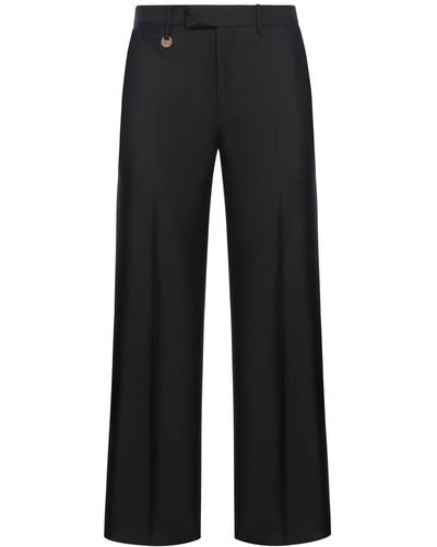 Burberry Tailored Trousers In Wool And Silk - Black