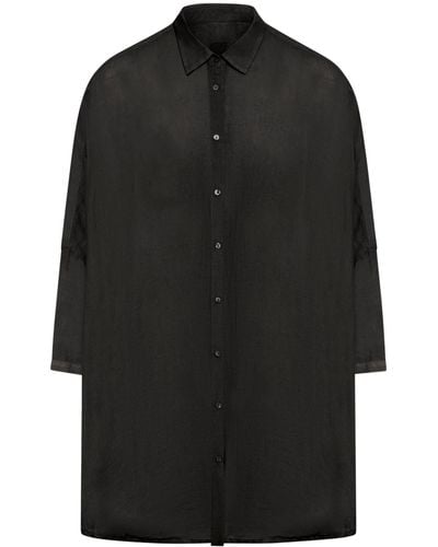 120% Lino Oversized Linen Shirt - Black