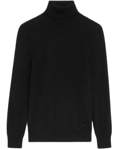 Celine Triomphe High Neck Sweater In Thin Black Cashmere
