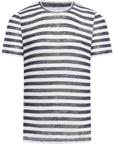 120% Lino Striped T-shirt - White