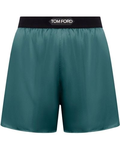 Tom Ford Shorts In Stretch Silk Satin - Green
