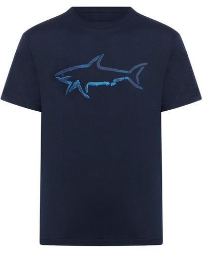 Paul & Shark T-shirt in cotone con stampa logo - Blu