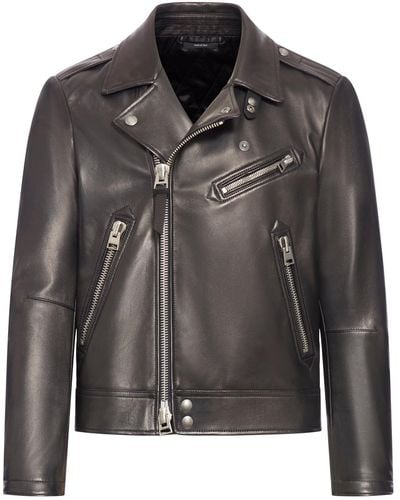 Tom Ford Nappa Grain Leather Asymmetric Biker - Black