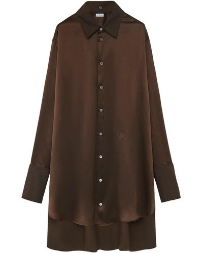 Loewe Silk-blend Shirt Dress - Brown