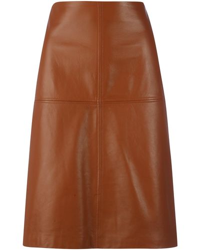 Sportmax Sibari Leather Skirt - Brown