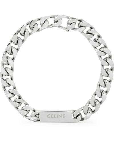 Celine Gourmette Bracelet In Brass With Rhodium Finish Silver - Metallic