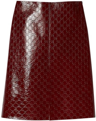 Gucci Midi Skirt With Embossed gg Motif - Red