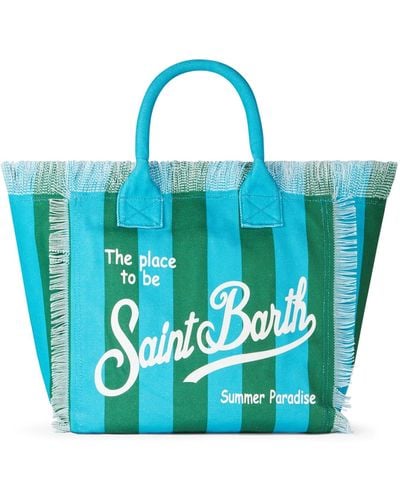Mc2 Saint Barth Vanity canvas Borsa a spalla con stampa a righe - Blu