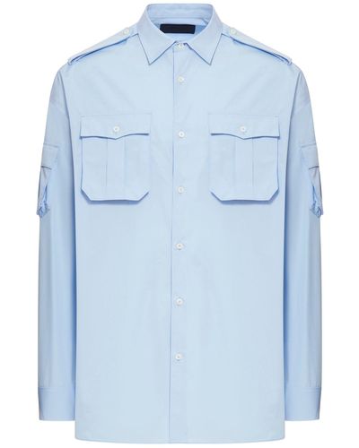 Prada Camicia in popeline di cotone - Blu