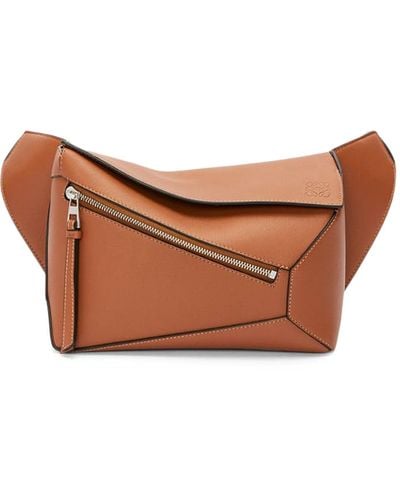 Loewe Small Puzzle Belt Bag In Classic Calfskin - Brown