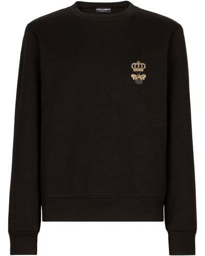 Dolce & Gabbana Felpa jersey cotone con ricamo - Nero