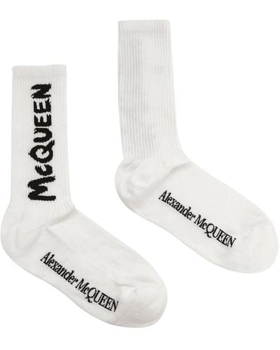 Alexander McQueen Mcqueen Graffiti Socks In - White