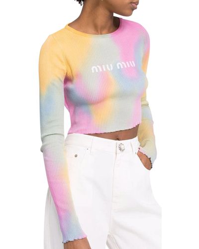 Miu Miu Maglia crop tie dye - Multicolore