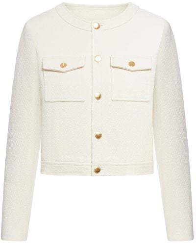 Celine Feminine Jacket In Textured Cotton - White