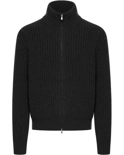 Nome Wool Cardigan With Zip - Black