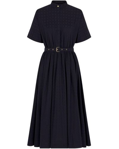 Dior Macrocannage Midi Dress With Belt - Blue