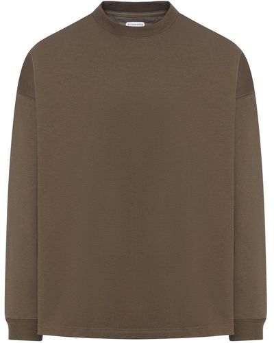 Bottega Veneta T-shirt oversize a maniche lunghe in jersey - Marrone