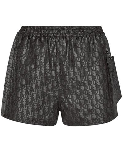 Dior Shorts in jacquard di taffetà tecnico nero con motivo Dior Oblique