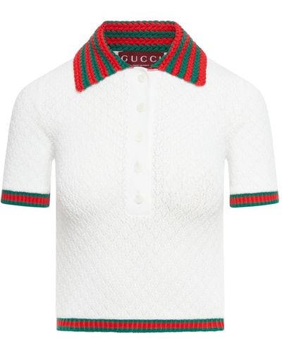 Gucci Lace And Cotton Polo Shirt - White
