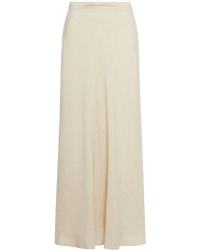 120% Lino Long Skirt In Linen - White