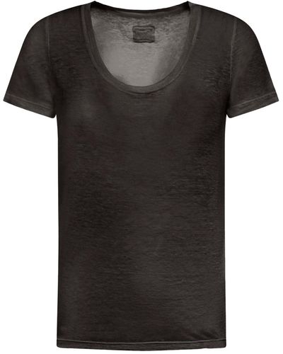 120% Lino T-shirt in lino - Nero