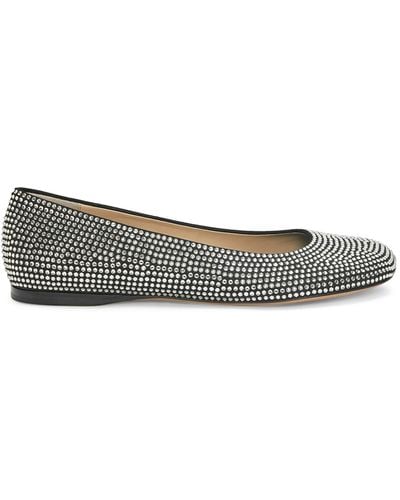 Loewe Toy Ballerinas In Suede And All-over Rhinestones - Gray