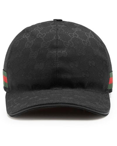 Gucci Monogram-pattern Striped-trim Woven Cap - Black
