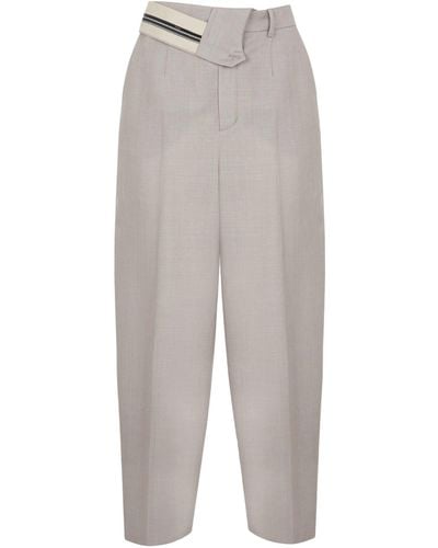 Fendi Pantaloni in lana mohair color tortora - Grigio