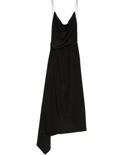 Gucci Open-back Asymmetric Silk Crepe De Chine Maxi Dress - Black