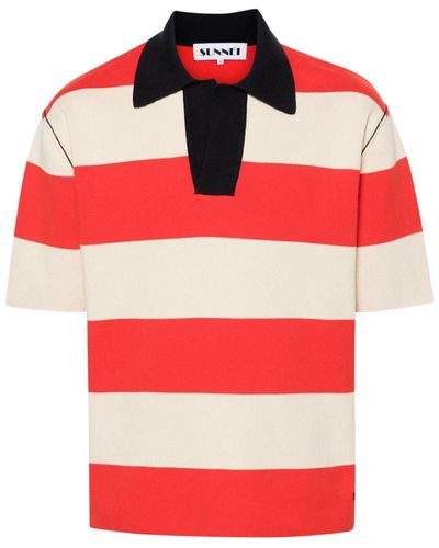 Sunnei Striped Polo Shirt - Red