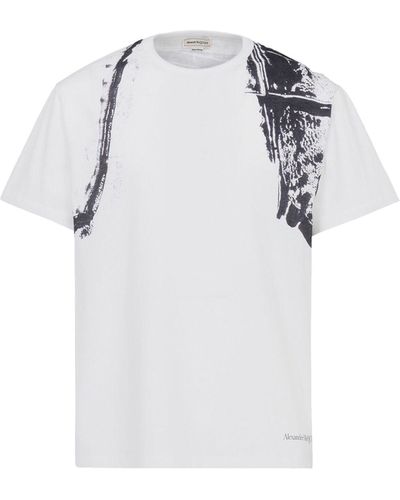 Alexander McQueen T-shirt da uomo fold harness in /nero - Bianco
